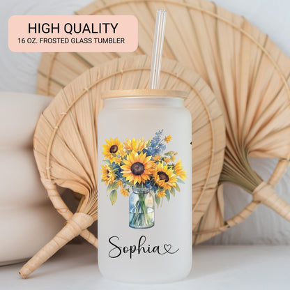 Sunflower Cup Personalized Flower Glass For Her