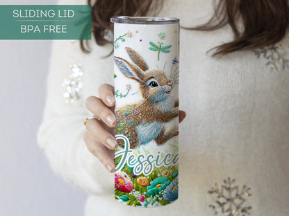 Personalized Rabbit Tumbler - Floral Gift for Rabbit Lovers and Easter