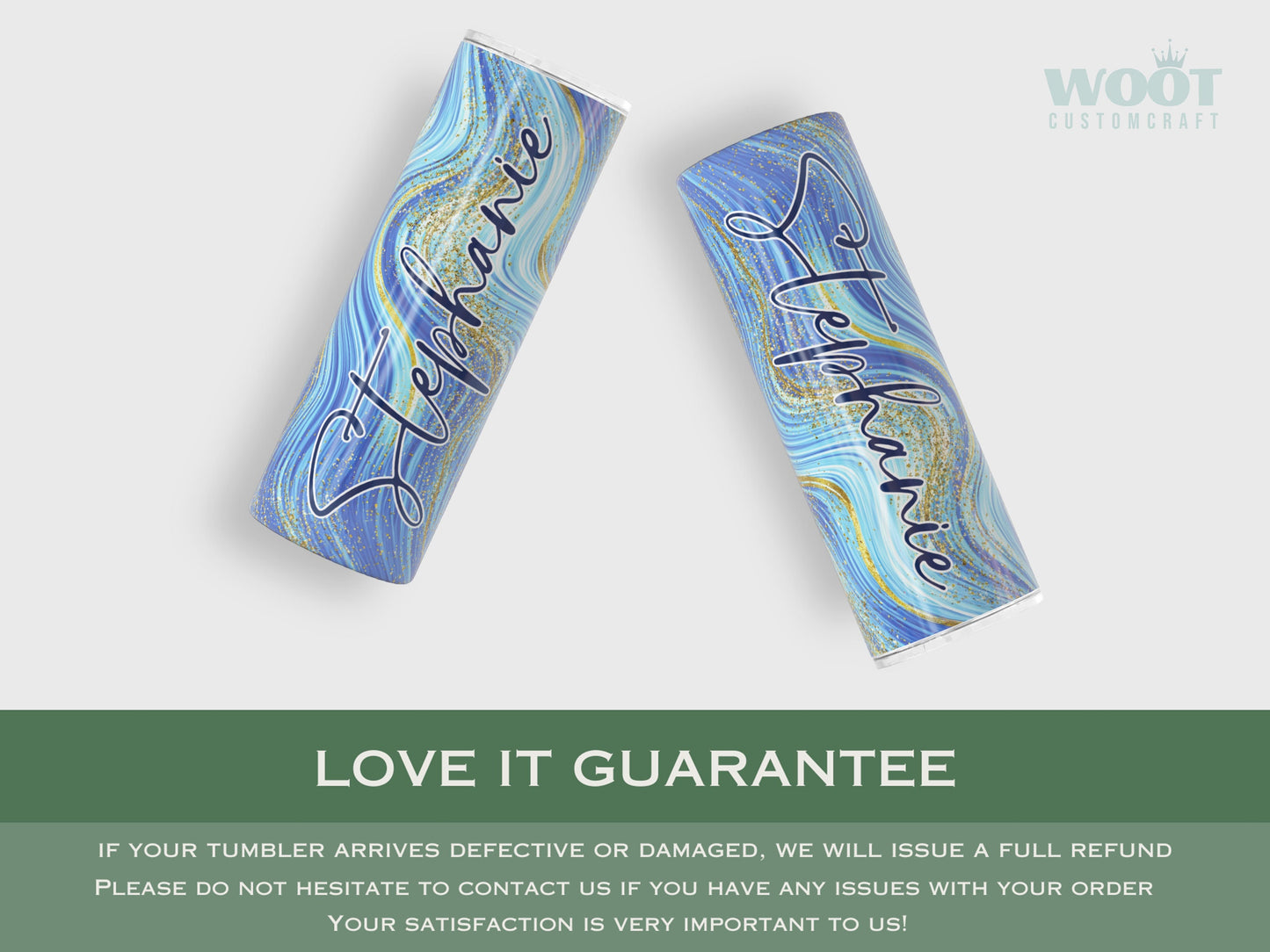 Personalized Blue Glitter Swirl Tumbler - Mothers Day or Bridesmaid Gift
