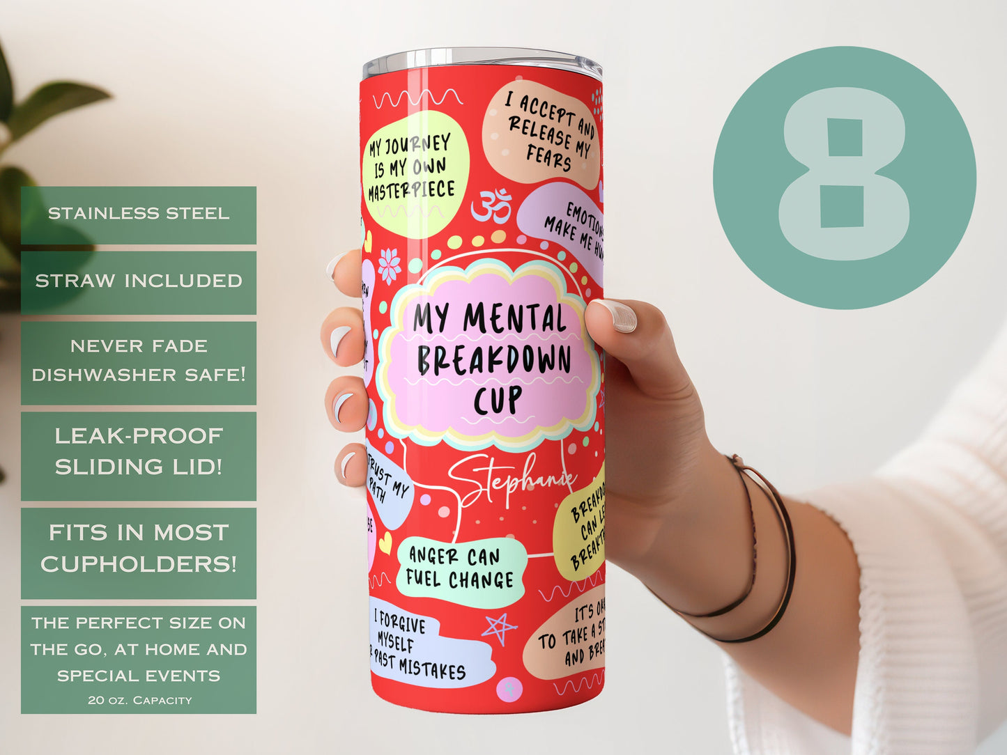 Custom Affirmation Tumbler - Inspirational Gift for Mental Health Support