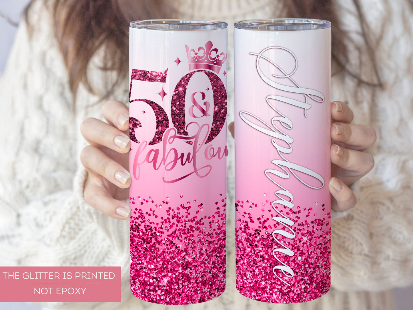 Personalized 50th Birthday Tumbler - Fabulous Gift Cup for Her | Perfect 50th Celebration Favor
