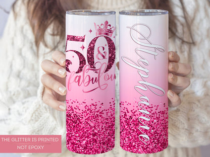 Personalized 50th Birthday Tumbler - Fabulous Gift Cup for Her | Perfect 50th Celebration Favor