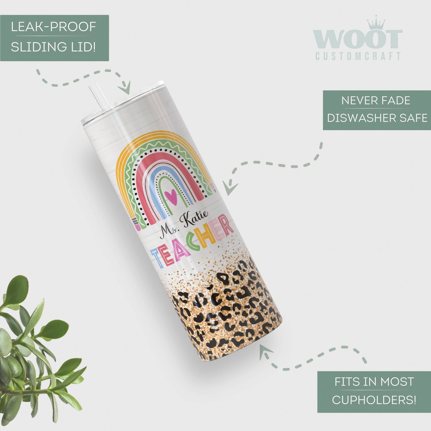 Personalized Rainbow Teacher Tumbler - Unique Teacher Appreciation Gift & Travel Cup