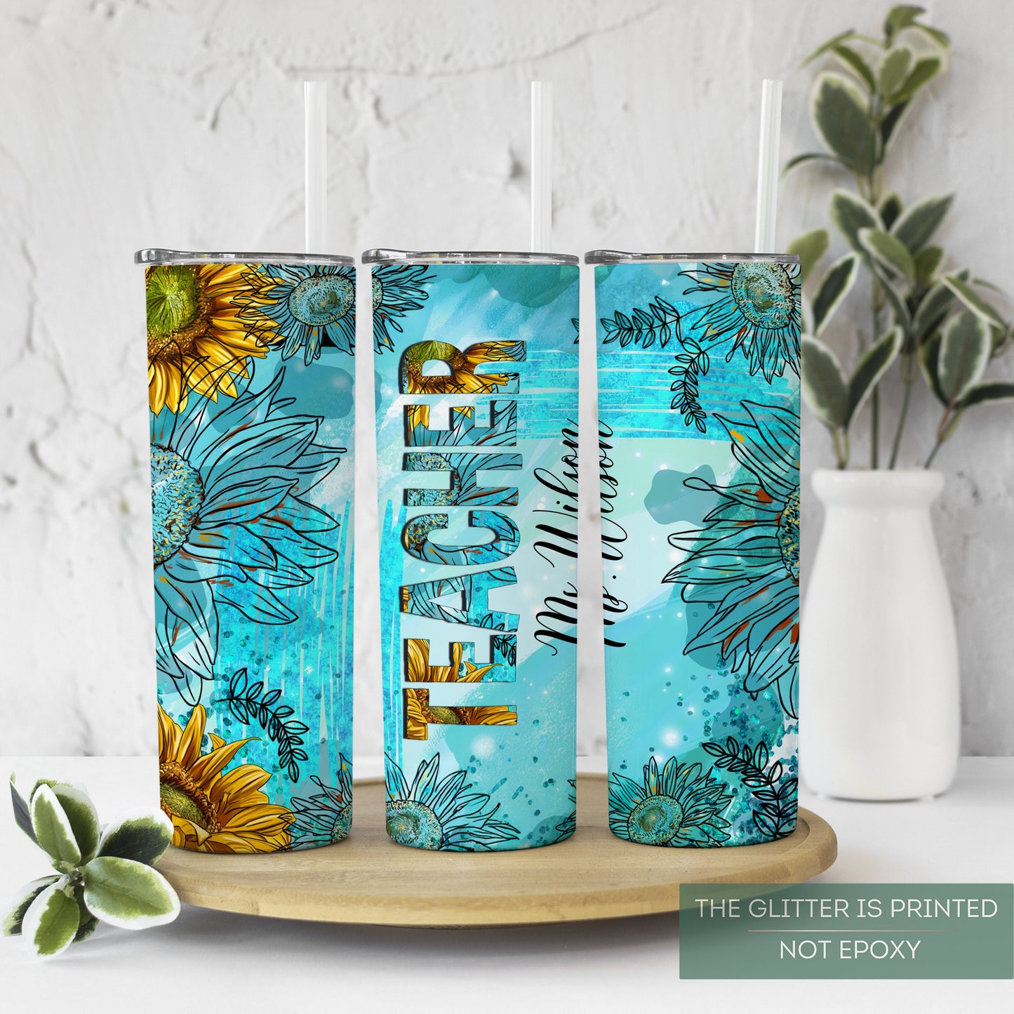Customized Teacher Sunflower Tumbler - Gift for Teacher Appreciation and Back to School