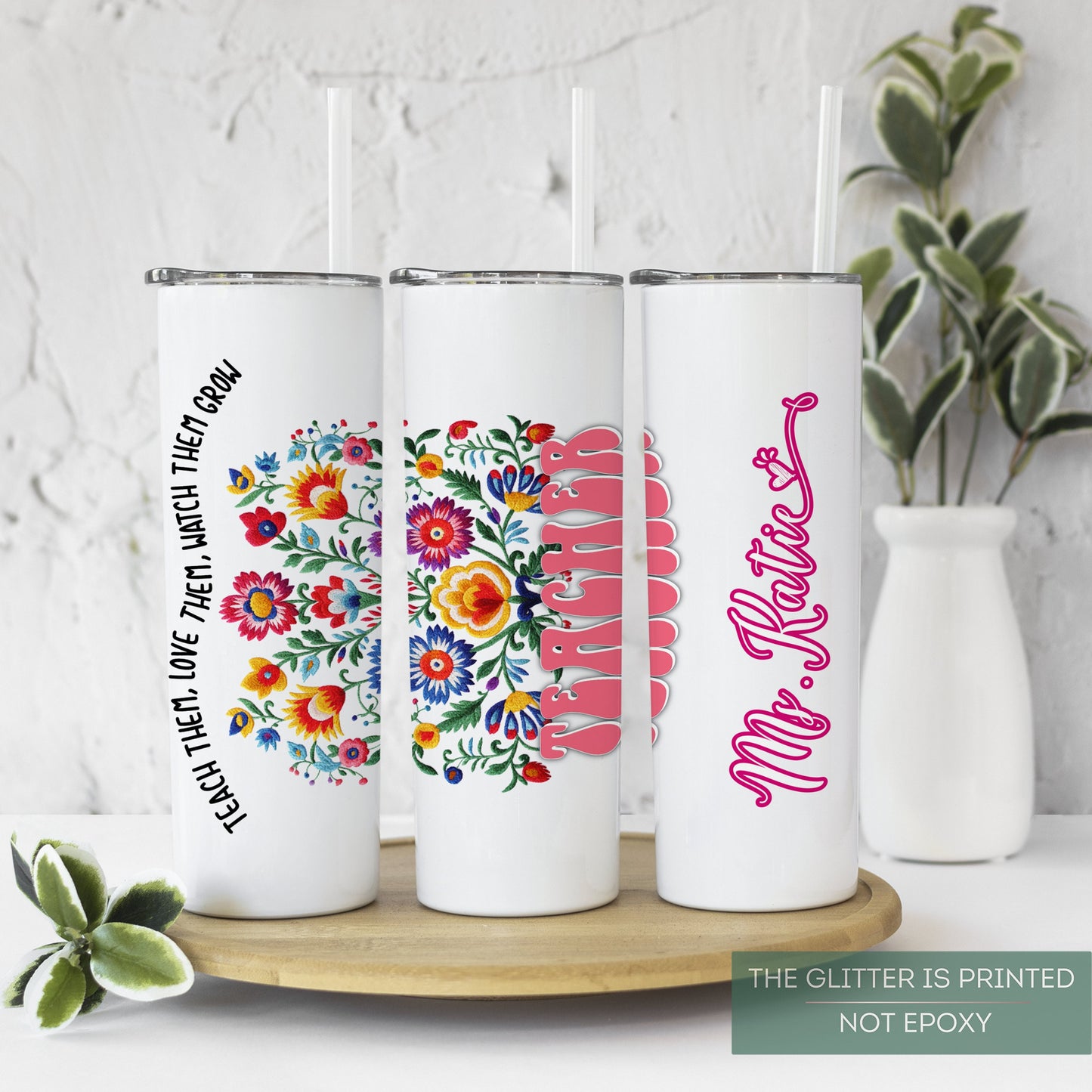 Personalized Wildflower Teacher Tumbler - Custom Floral Gift for Teacher Appreciation