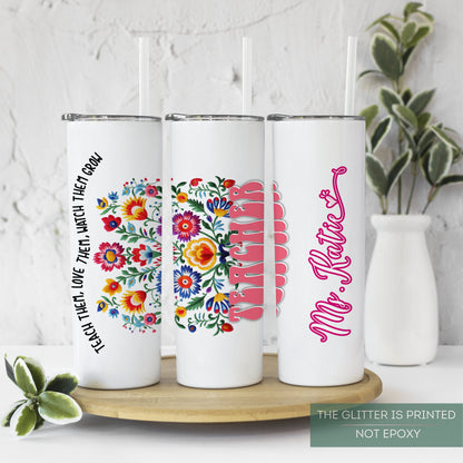 Personalized Wildflower Teacher Tumbler - Custom Floral Gift for Teacher Appreciation