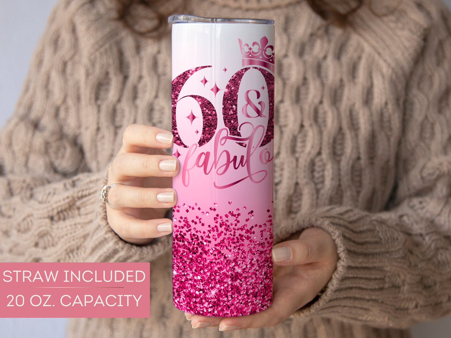 Personalized 60th Birthday Tumbler - Custom Happy 60th Gift for Her