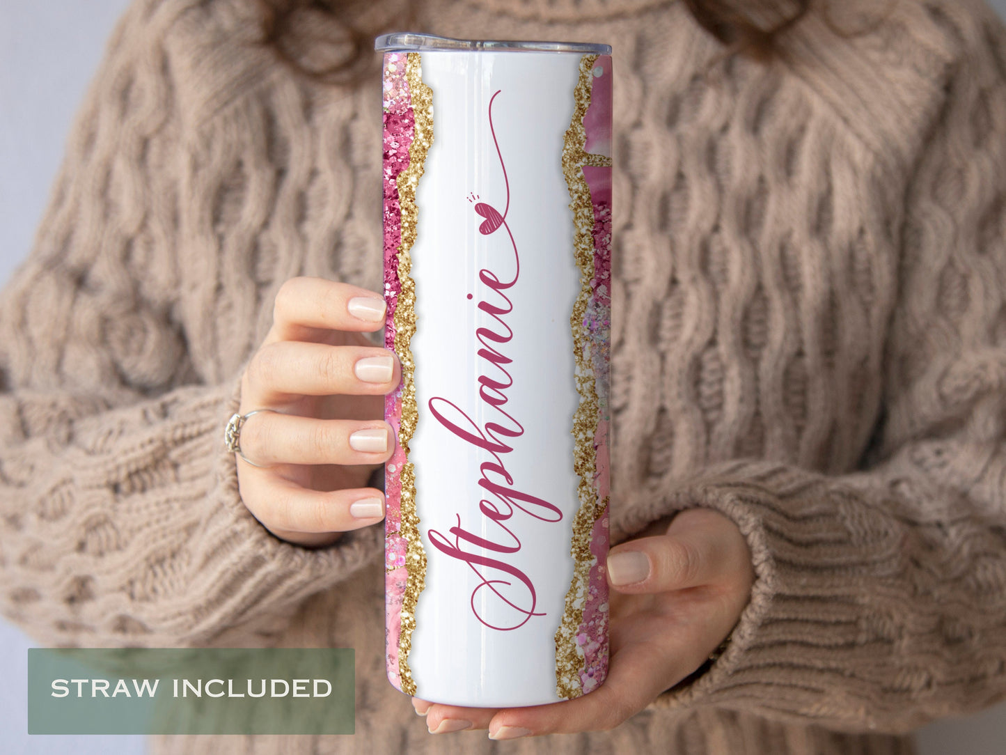 Marble Gift for Her Pink Glitter Tumbler Mother&#39;s Day