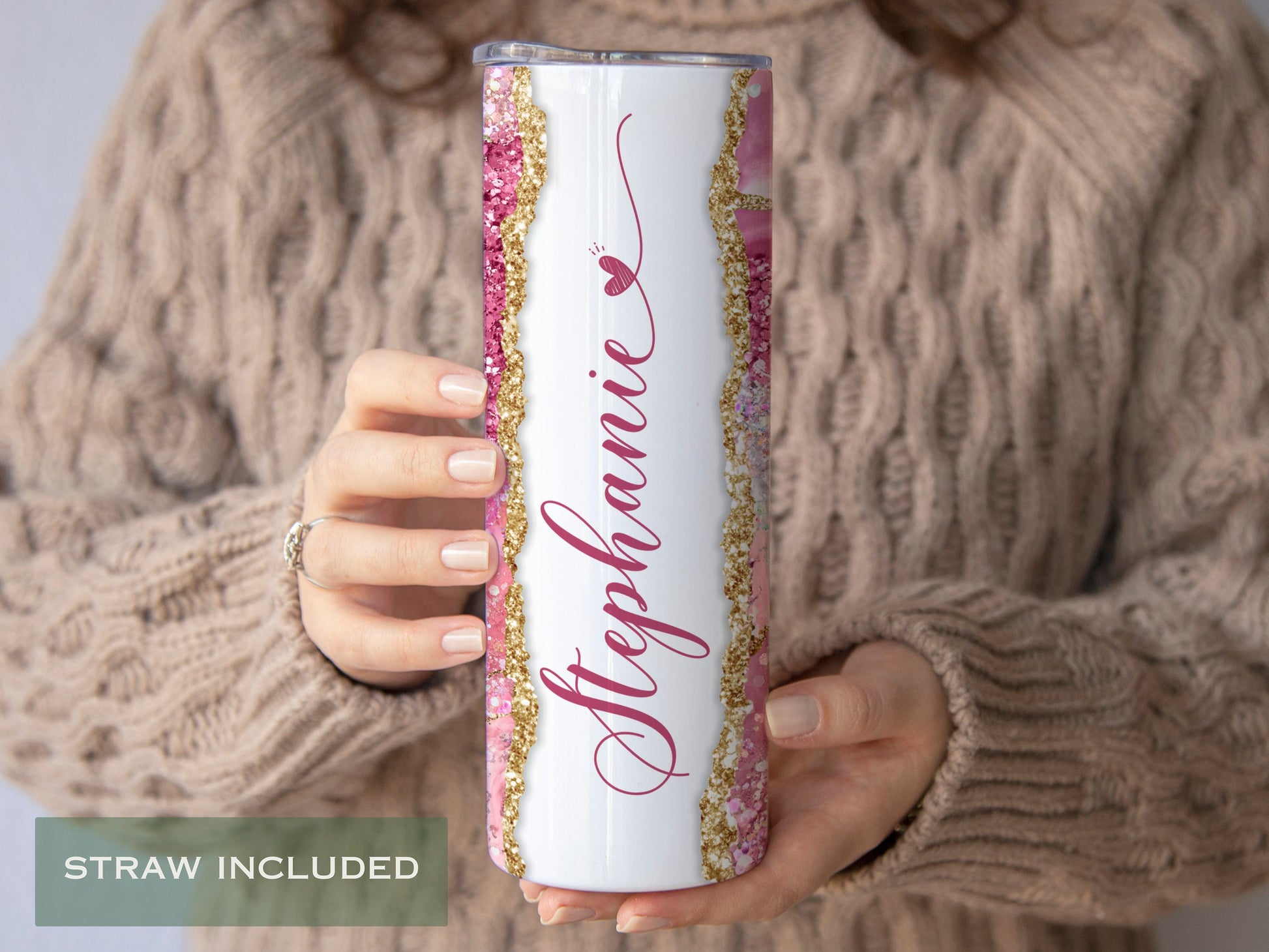 Marble Gift for Her Pink Glitter Tumbler Mother&#39;s Day