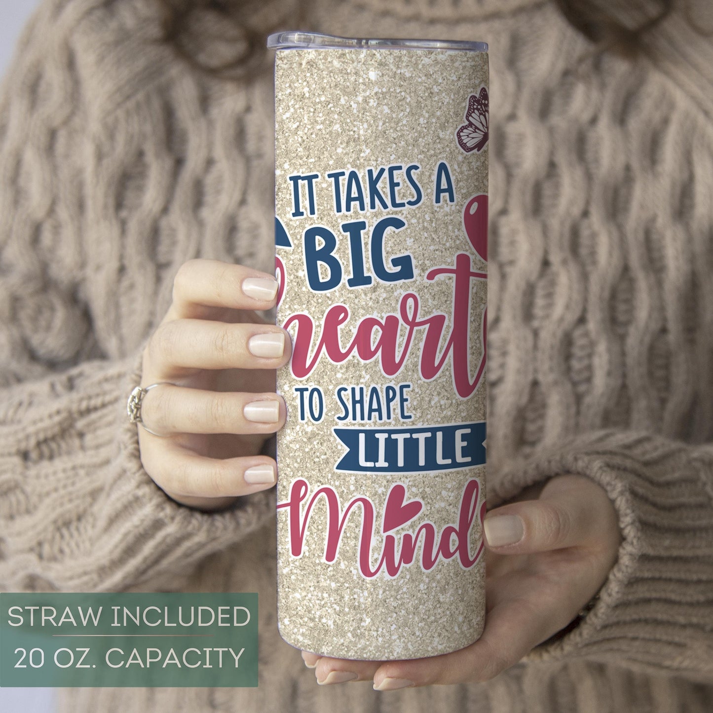Custom Teacher Travel Tumbler - It Takes a Big Heart to Shape Little Minds Gift