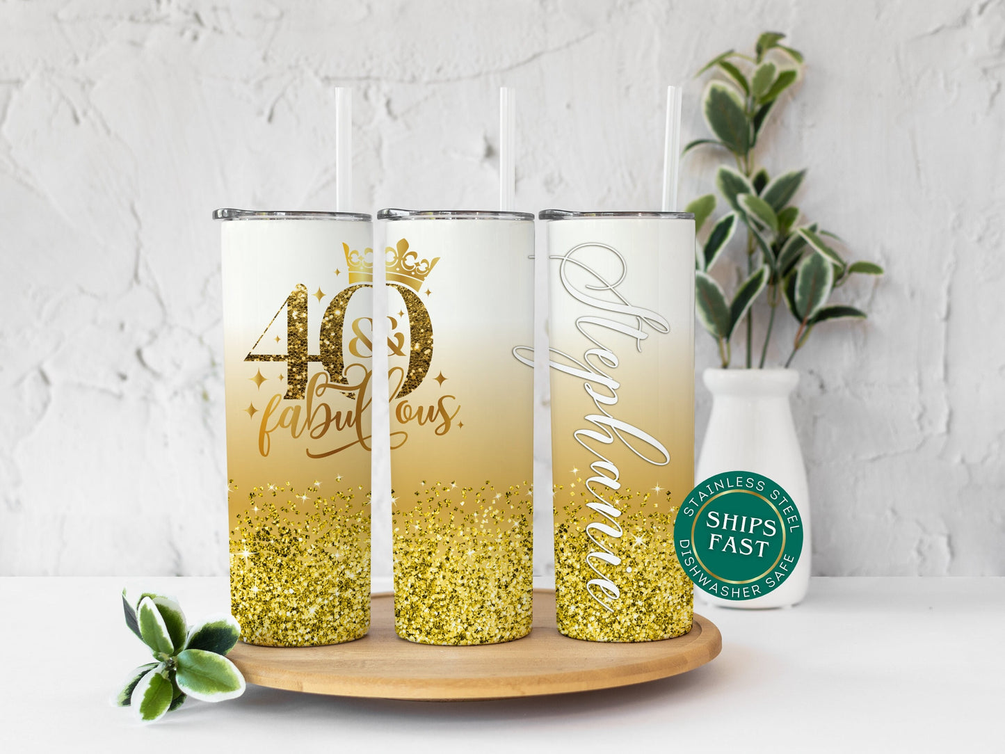 Personalized 40th Birthday Tumbler - Fabulous Gift Travel Cup for Her