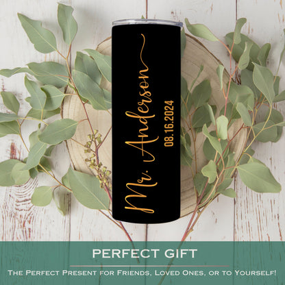 Personalized Mr & Mrs Wedding Tumbler Set - Custom Travel Cups for Newlyweds