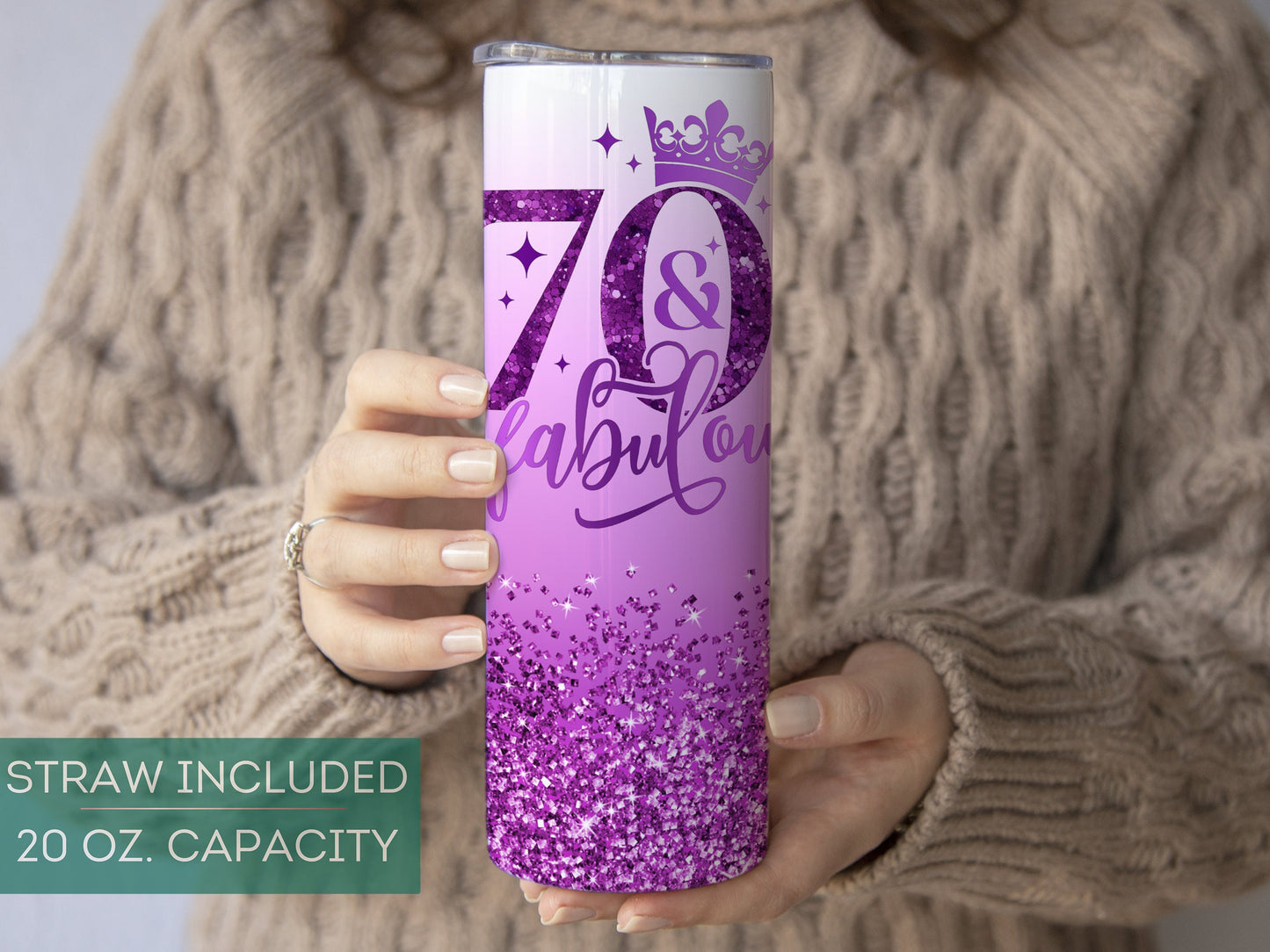 Personalized 70th Birthday Tumbler - Fabulous Custom Cup for Her