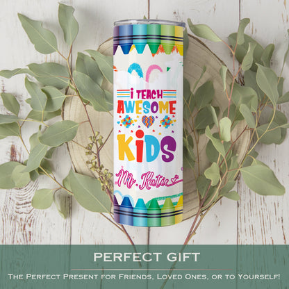 Personalized Autism Awareness Teacher Tumbler - Gift for Educators of Awesome Kids