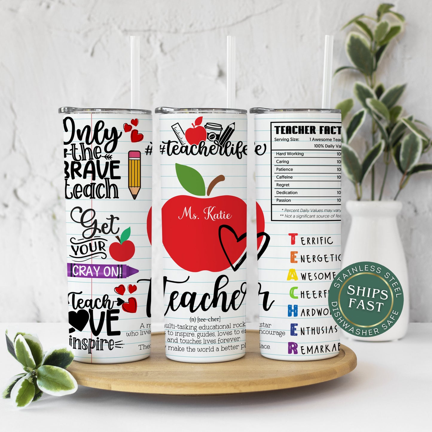 Personalized Teacher Life Tumbler - Custom Name and Facts for Teacher Appreciation