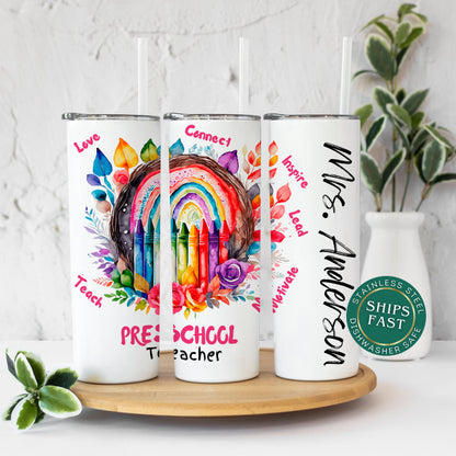 Personalized Preschool Teacher Tumbler - Ideal Appreciation Gift Travel Cup