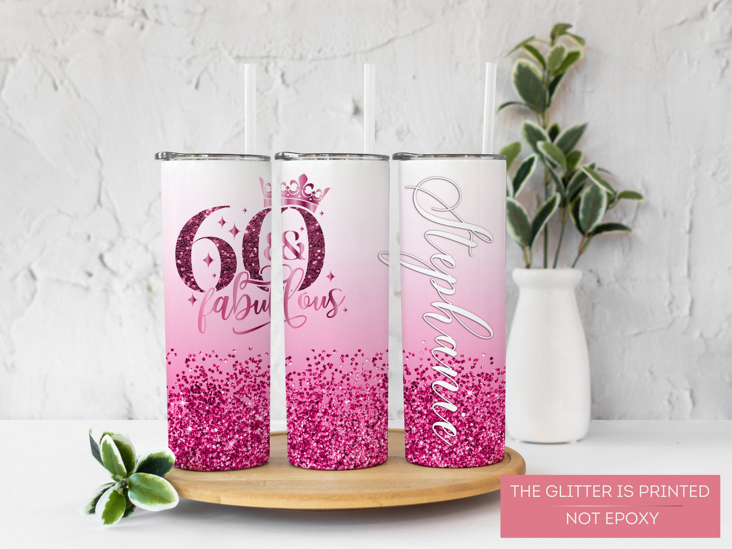 Personalized 60th Birthday Tumbler - Custom Happy 60th Gift for Her
