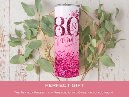 Personalized 80th Birthday Tumbler - Fabulous Gift for Her 80th Birthday Cup