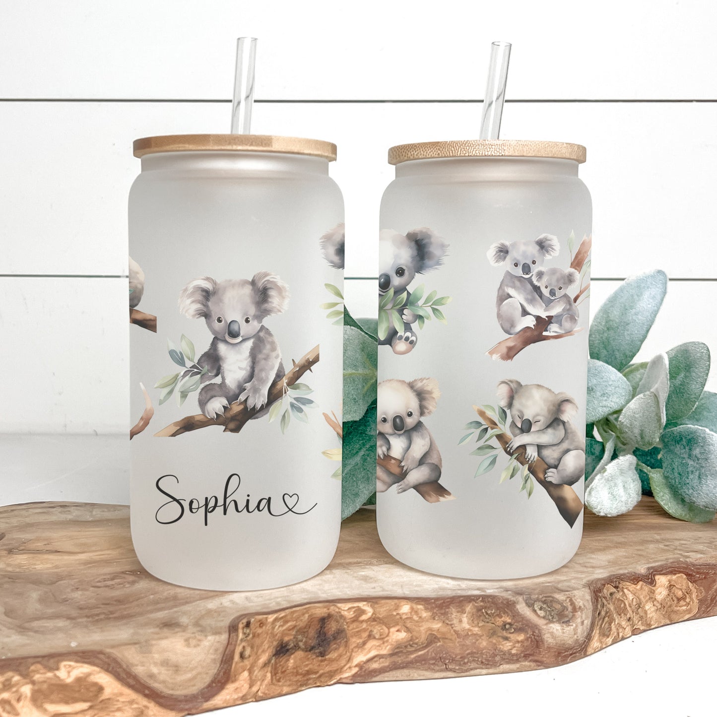 Personalized Koala Frosted Glass Cup - Custom Koala Tumbler for Iced Coffee Perfect Koala Gift