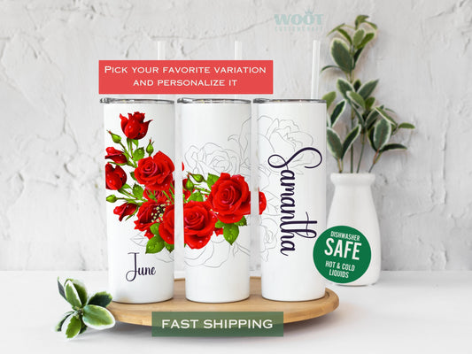 Custom Birth Month Flower Tumbler - Floral Birthday or Bridesmaid Gift