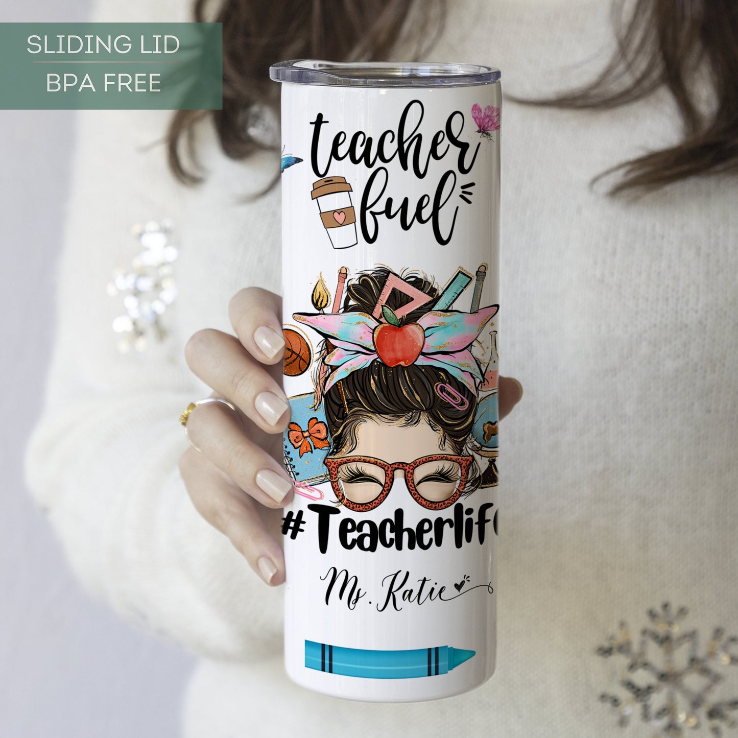 Personalized Teacher Life Tumbler - Custom Teacher Fuel Appreciation Gift