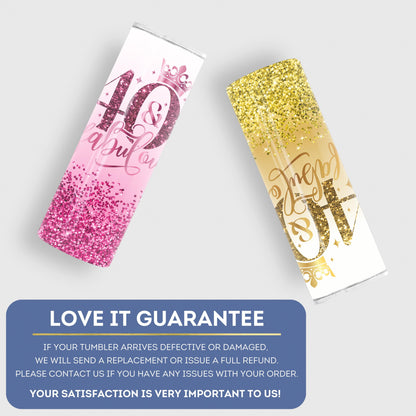 Customized 40th Birthday Tumbler - Fabulous 40 Glitter Cup for Her