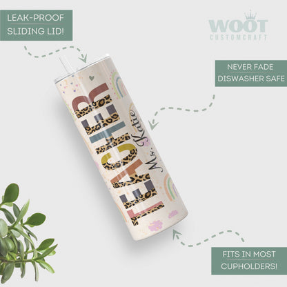 Teacher Tumbler Personalized Personalized, Rainbow Teacher Tumbler Personalized, Custom Teacher Gift For Teacher, Rainbow Teacher Travel Cup