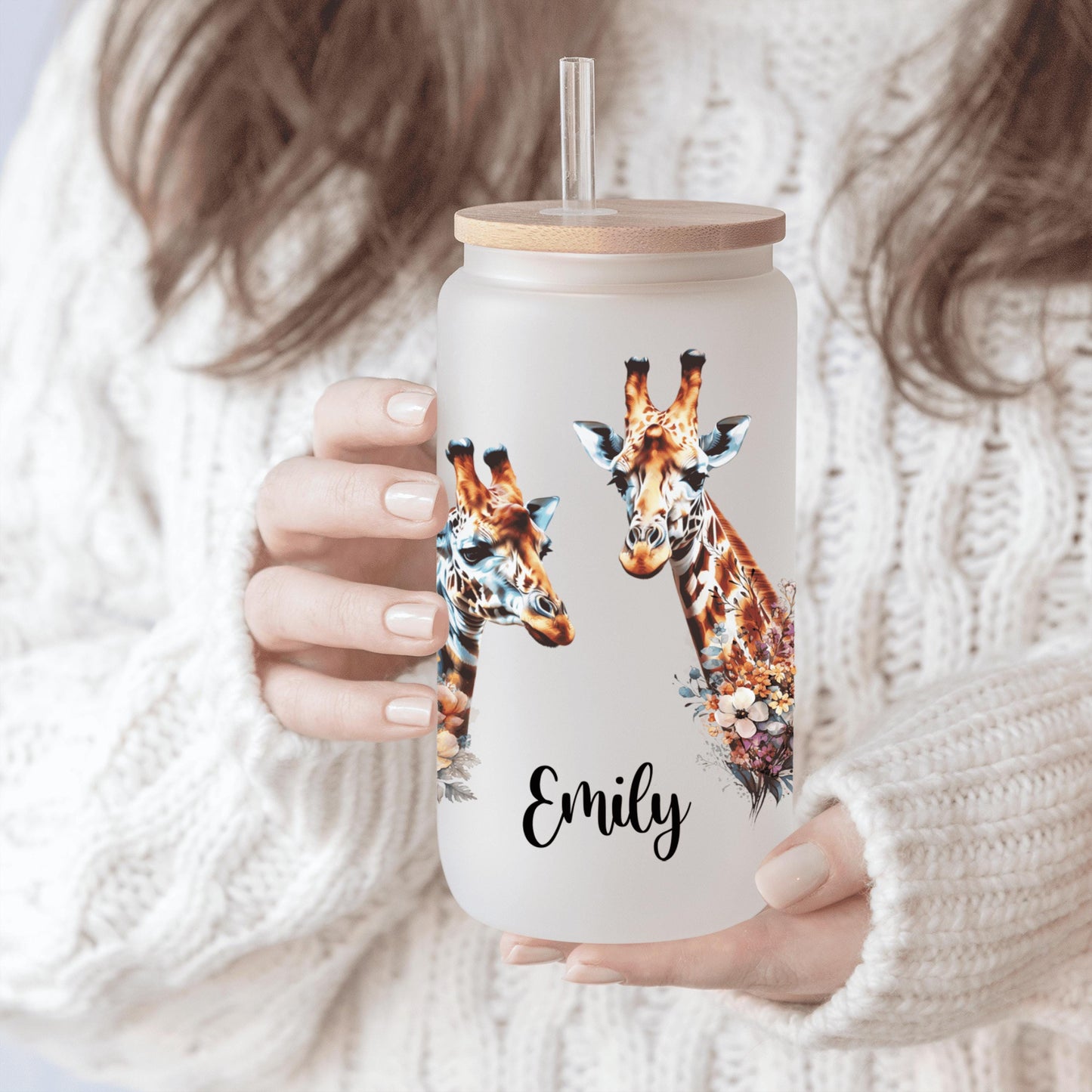 Funny giraffe drink tumbler designed for iced coffee perfect for adding a playful touch to everyday beverages