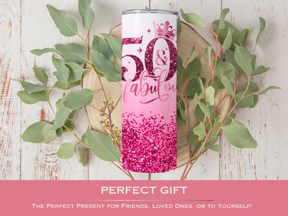 Personalized 50th Birthday Tumbler - Fabulous Gift Travel Cup for Her | Happy 50th Celebration