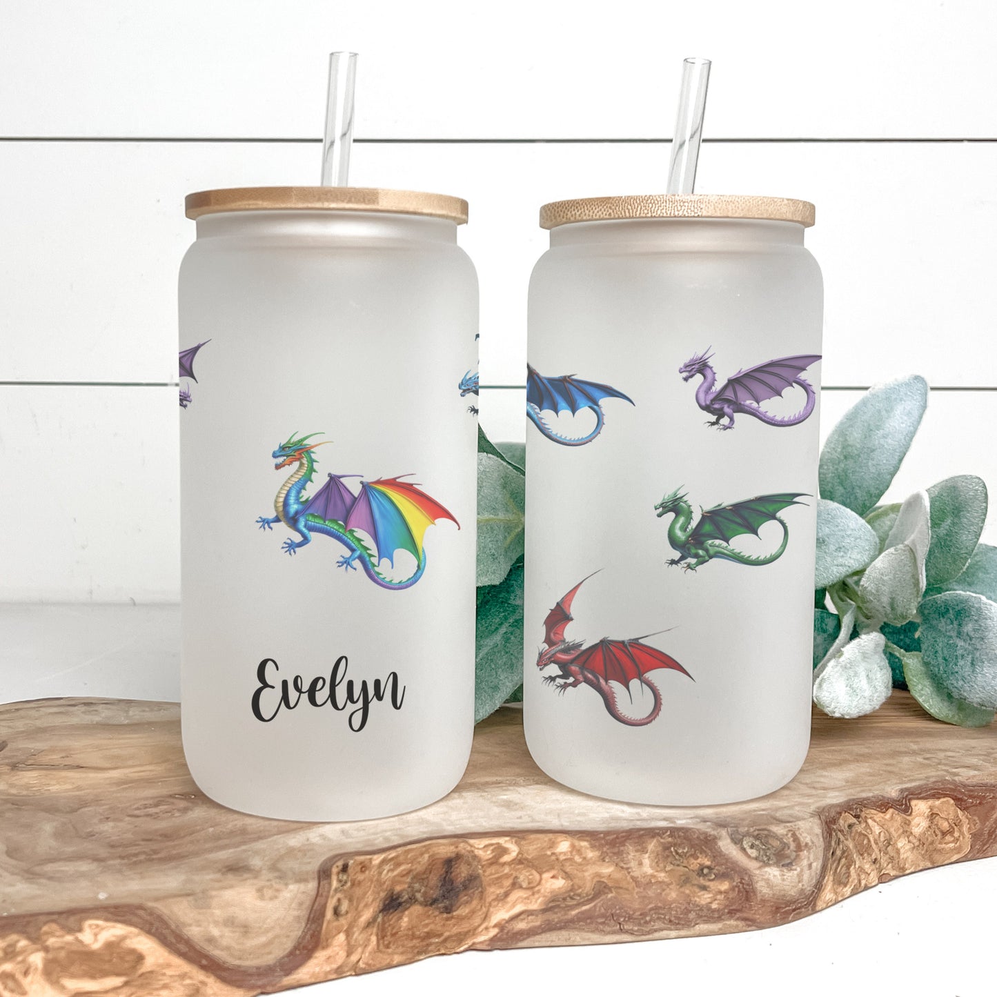 Personalized Dragon Frosted Tumbler - Custom Coffee Cup for Dragon Lovers