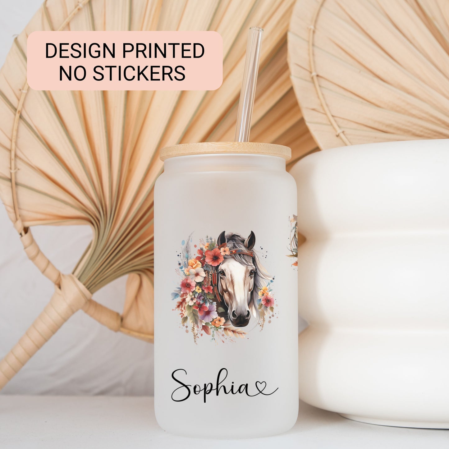 Personalized Frosted Horse Tumbler - Custom Iced Coffee Cup for Horse Lovers