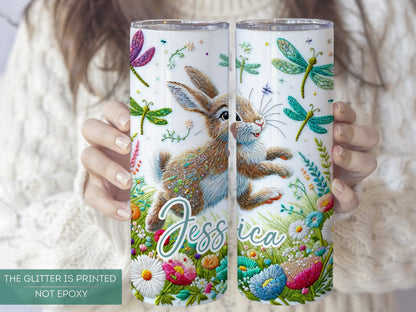 Personalized Rabbit Tumbler - Floral Gift for Rabbit Lovers and Easter