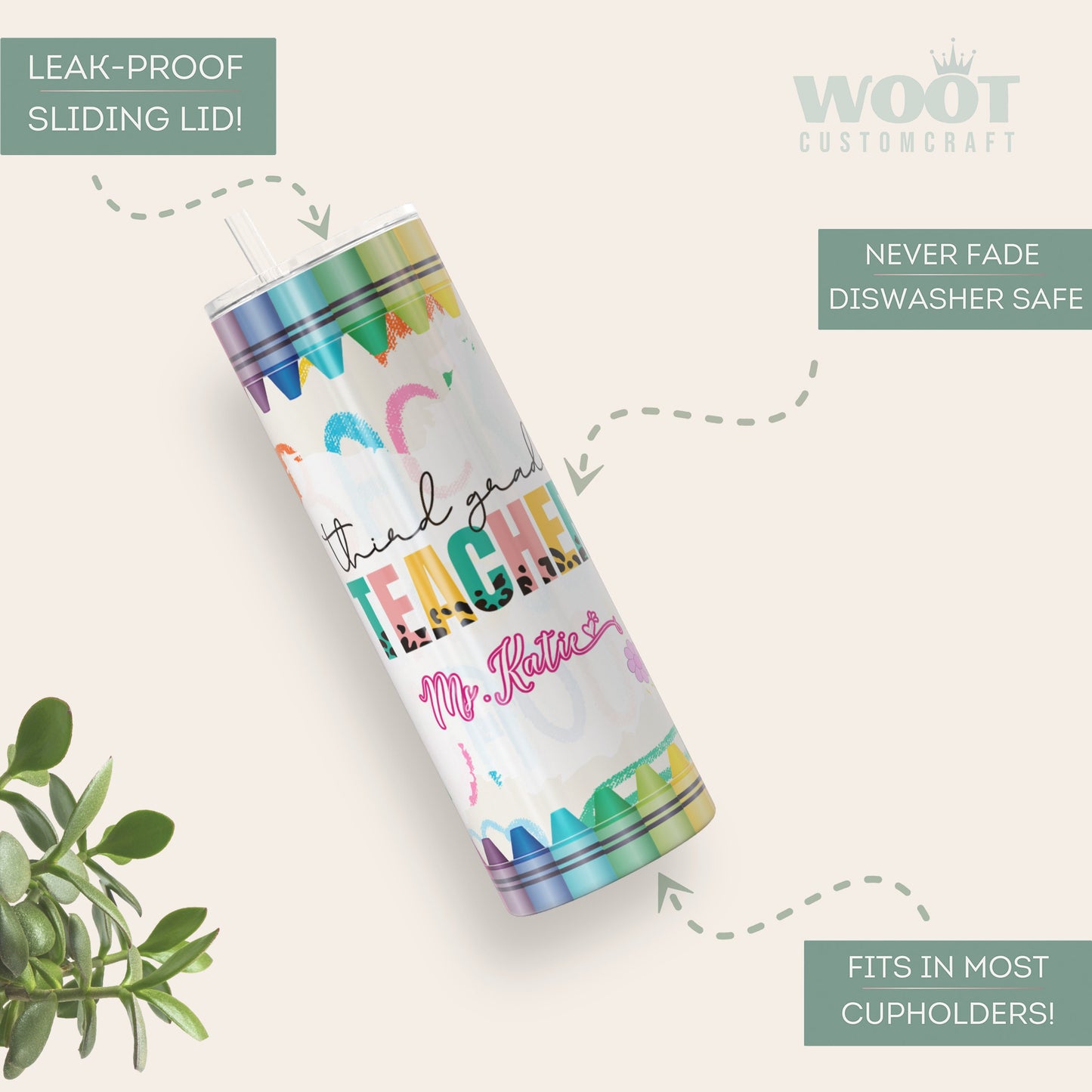 Personalized Third Grade Teacher Tumbler - Custom Appreciation Gift