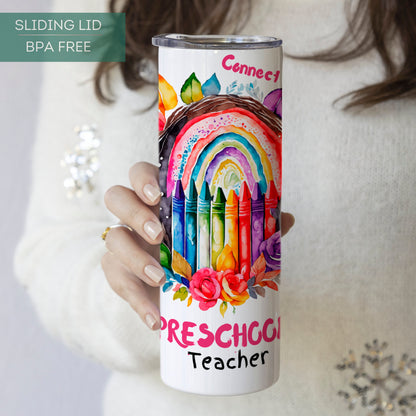 Personalized Preschool Teacher Tumbler - Ideal Appreciation Gift Travel Cup
