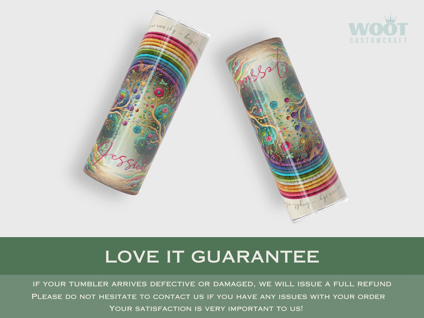 Personalized Rainbow Embroidered Tumbler - Unique Gift for Her