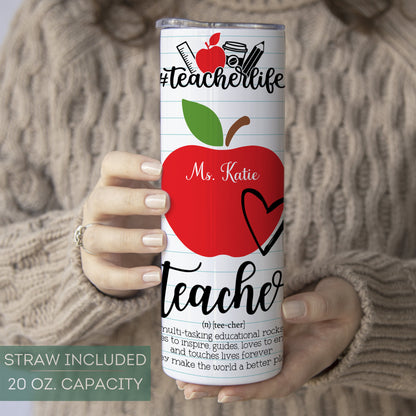 Personalized Teacher Life Tumbler - Custom Name and Facts for Teacher Appreciation