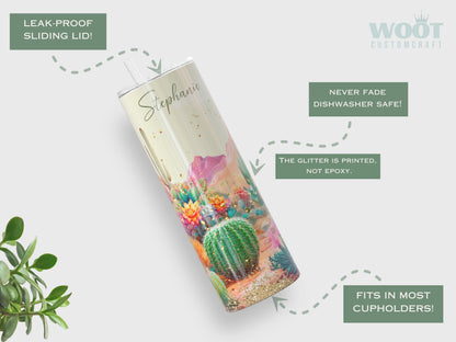 Personalized Cactus Tumbler - Custom Gift for Succulent Lovers and Her