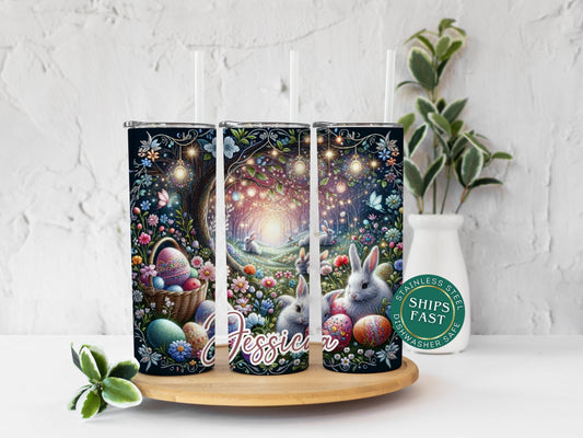 Personalized Easter Bunny Tumbler - Custom Rabbit Egg Design Gift