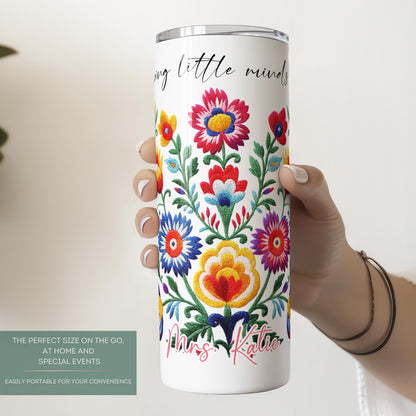 Customized Teacher Tumbler - Floral Appreciation Gift Helping Little Minds Grow