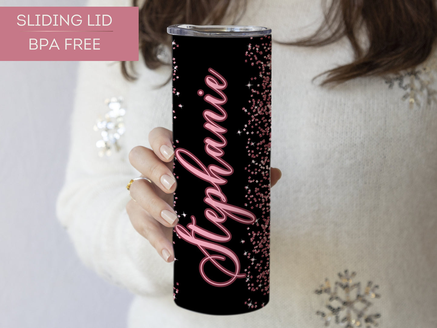 Rose Gold Ombre Glitter Tumbler - Sparkling Gift for Her or Mom