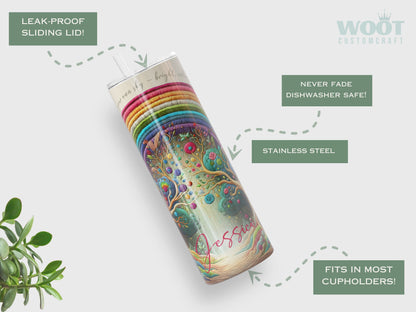 Personalized Rainbow Embroidered Tumbler - Unique Gift for Her