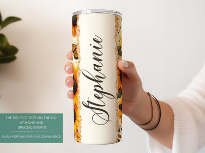 Personalized Sunflower Tumbler - Custom Floral Gift for Sunflower Lovers