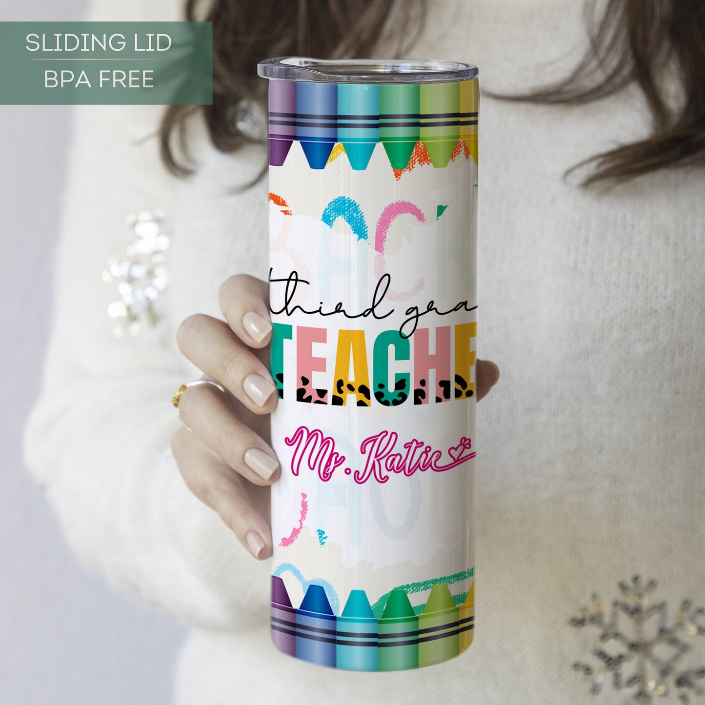 Personalized Third Grade Teacher Tumbler - Custom Appreciation Gift