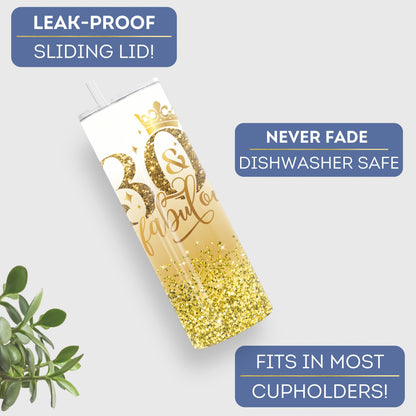 Personalized 30th Birthday Tumbler - Fabulous Glitter Cup for Her