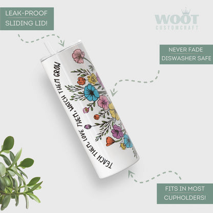 Personalized Floral Teacher Tumbler - Wildflower Design for Teacher Appreciation