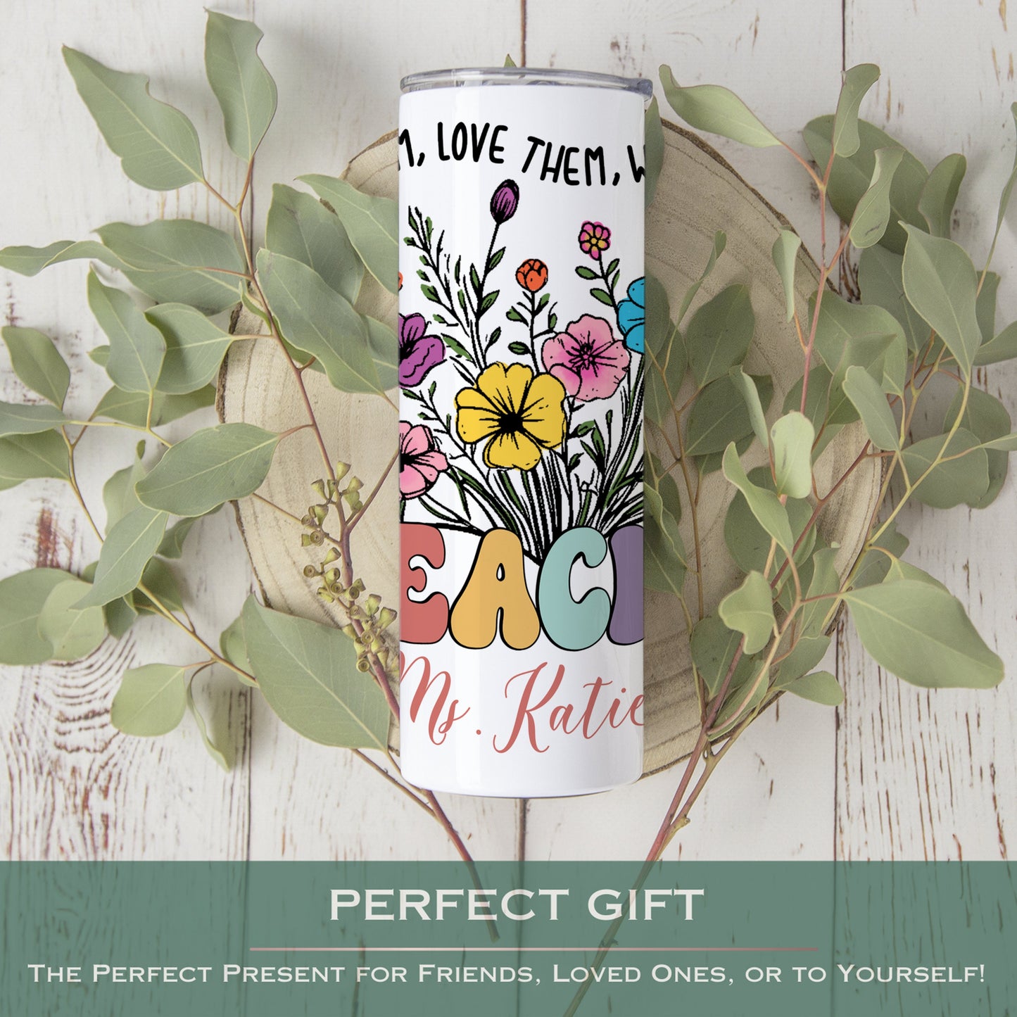 Personalized Floral Wildflower Tumbler - Teacher Appreciation Gift