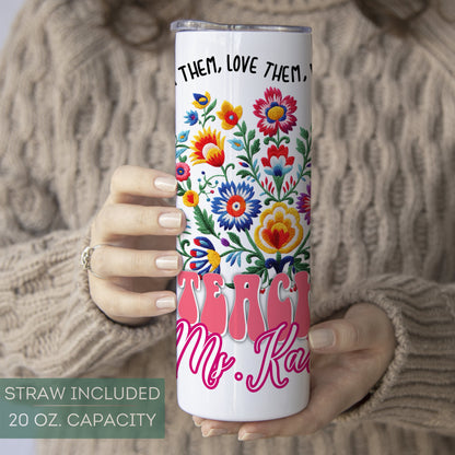 Personalized Wildflower Teacher Tumbler - Custom Floral Appreciation Gift
