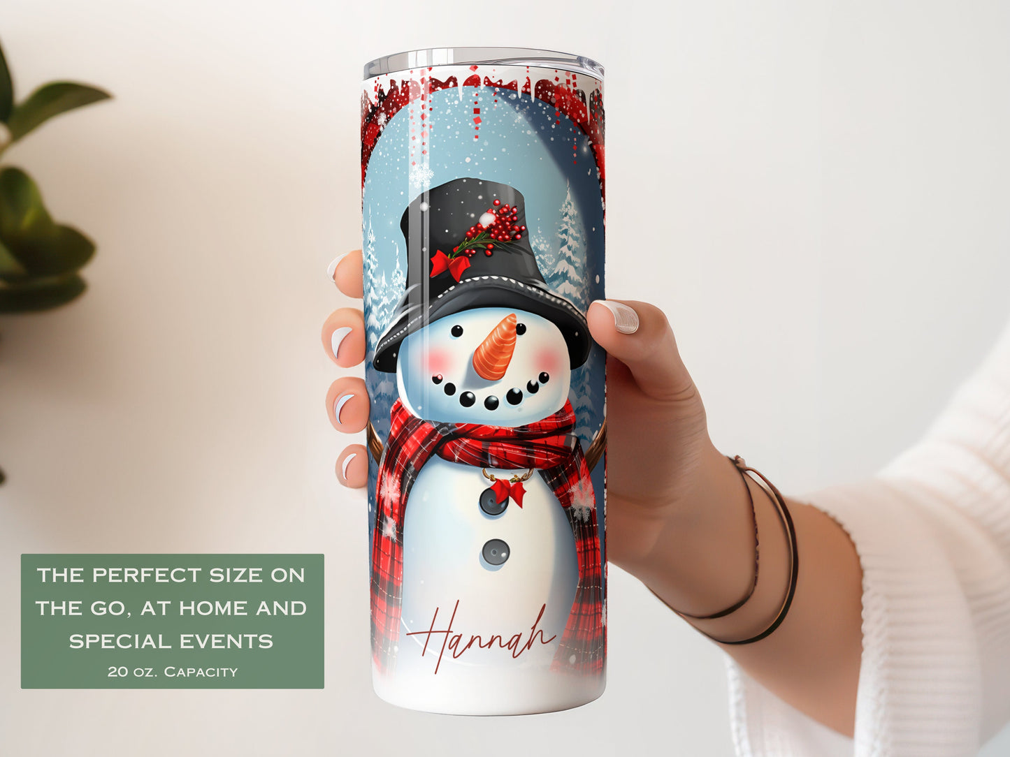 Personalized Christmas Snowman Tumbler - Cute Winter Gift for Her