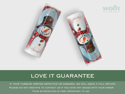 Personalized Christmas Snowman Tumbler - Cute Winter Gift for Her