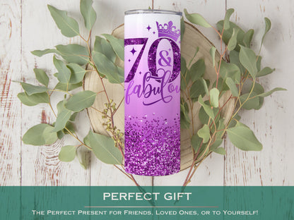 Personalized 70th Birthday Tumbler - Fabulous Custom Cup for Her